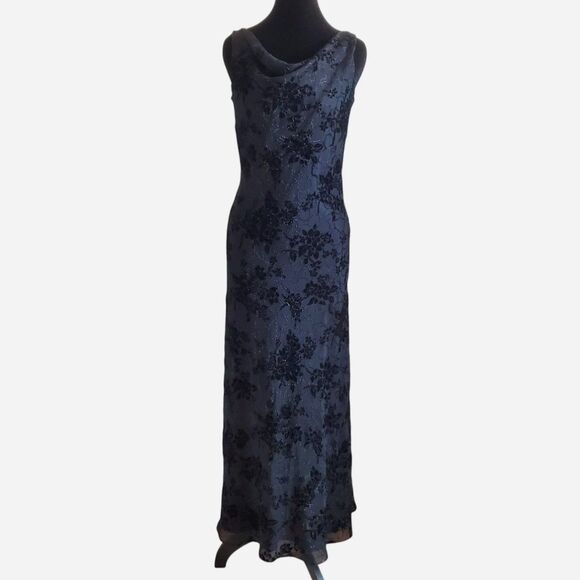 exquis Dresses & Skirts - Exquis Black Floral Velvet Burnout Maxi Dress Size S 90s Y2k Whimsigoth Witchy